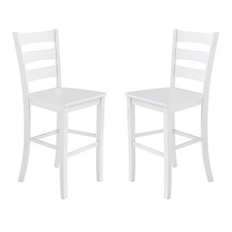 Merrick Lane Verity Set of Two Classic Wooden Ladderback Counter Height Barstools with Solid Wood Seats