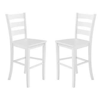 Merrick Lane Verity Set of Two Classic Wooden Ladderback Counter Height Barstools with Solid Wood Seats