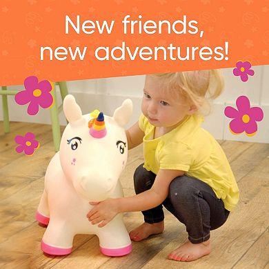 HearthSong Bouncy Inflatable Animal Jump-Along Ride-On Toy for Toddlers