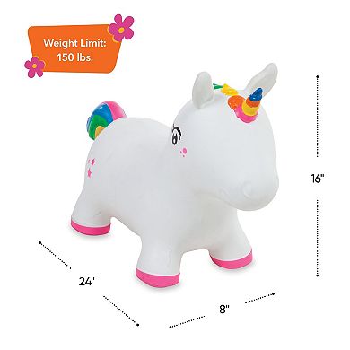 HearthSong Bouncy Inflatable Animal Jump-Along Ride-On Toy for Toddlers