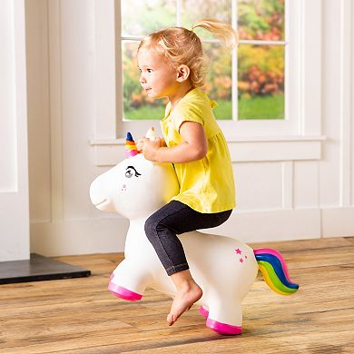 HearthSong Bouncy Inflatable Animal Jump-Along Ride-On Toy for Toddlers