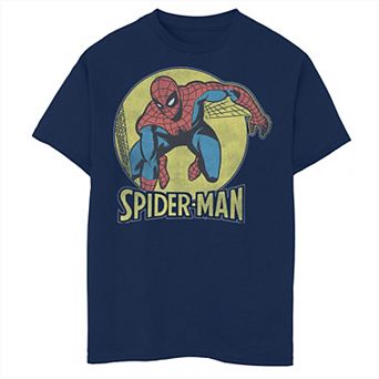 Boys 8-20 & Husky Marvels Spiderman Classic Comic Themed Circle Portrait Graphic Tee