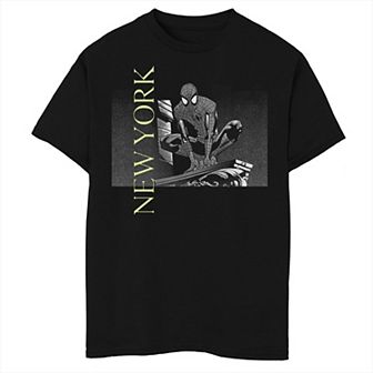 Boys 8-20 & Husky Marvels Spiderman Grey Scale Poster Graphic Tee
