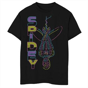 Boys 8-20 & Husky Marvels Spiderman Spidey Neon Line Art Graphic Tee