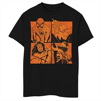 Boys 8-20 & Husky Marvels Spiderman Characters Squares Graphic Tee