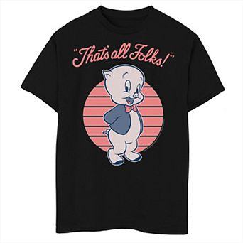 Boys 8-20 & Husky Looney Tunes Porky Pig That's All Folks Graphic Tee
