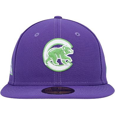 Men's New Era Purple Chicago Cubs Lime Side Patch 59FIFTY Fitted Hat
