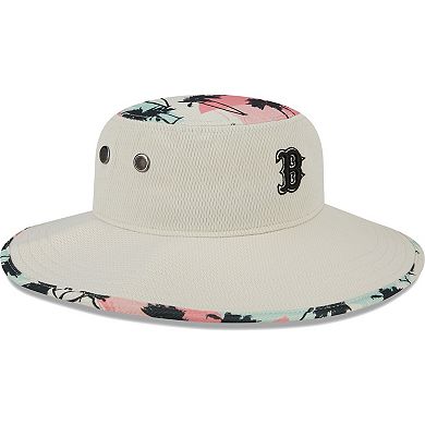 Men's New Era Natural Boston Red Sox Retro Beachin' Bucket Hat