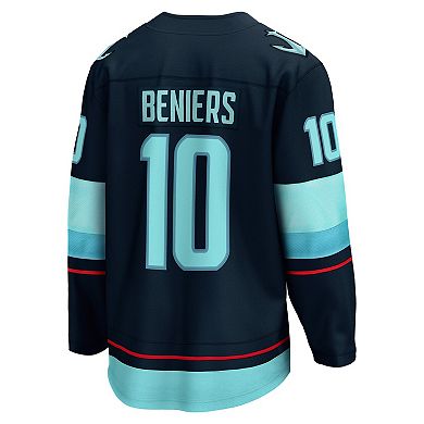 Men's Fanatics Branded Matty Beniers Deep Sea Blue Seattle Kraken Premier Breakaway Player Jersey