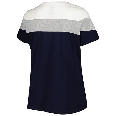 Women's Navy/Heather Gray Cleveland Guardians Plus Size Colorblock T-Shirt