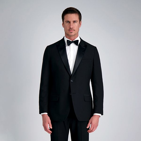 Men's Haggar Premium Comfort Peak Lapel Tailored-Fit Black Tuxedo Jacket - Black Peak Lapel (38 REG)