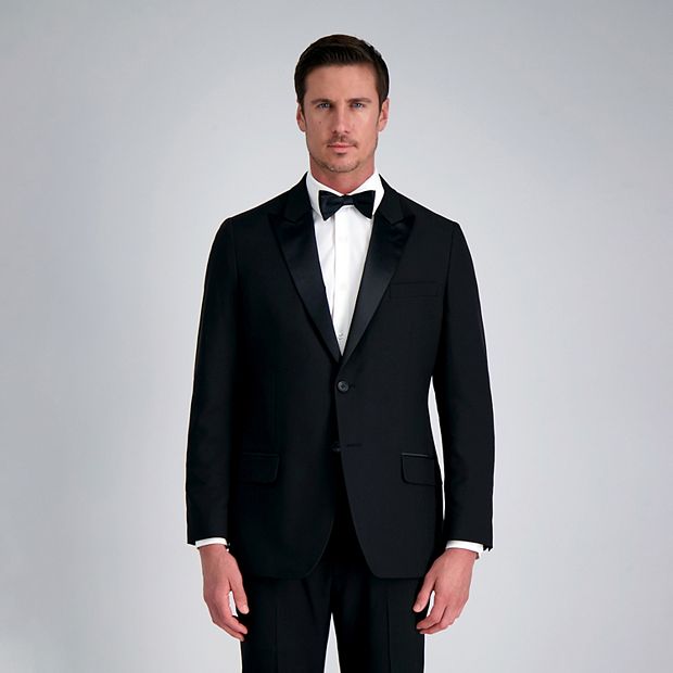 Men's Haggar Premium Comfort Peak Lapel Tailored-Fit Black Tuxedo Jacket