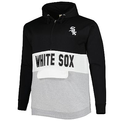 Men's Black/White Chicago White Sox Big & Tall Fleece Half-Zip Hoodie