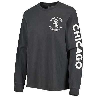 Women's Soft as a Grape Black Chicago White Sox Team Pigment Dye Long Sleeve T-Shirt