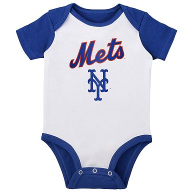 Infant White/Heather Gray New York Mets Two-Pack Little Slugger Bodysuit Set