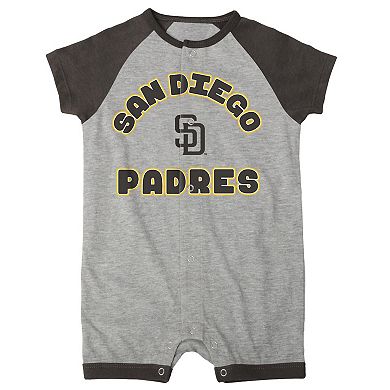 Newborn & Infant Heather Gray San Diego Padres Extra Base Hit Raglan Full-Snap Romper