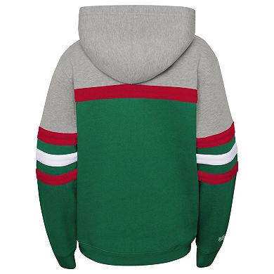 Youth Mitchell & Ness Heather Gray/Green Milwaukee Bucks Hardwood Classics Head Coach Pullover Hoodie