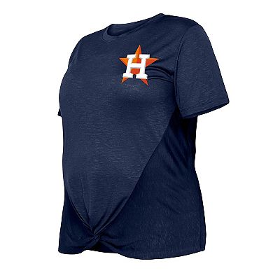 Women's New Era Navy Houston Astros Plus Size Two-Hit Front Knot T-Shirt