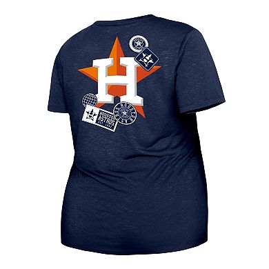 Women's New Era Navy Houston Astros Plus Size Two-Hit Front Knot T-Shirt