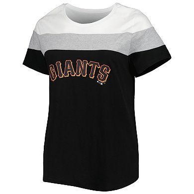 Women's White/Black San Francisco Giants Plus Size Colorblock T-Shirt