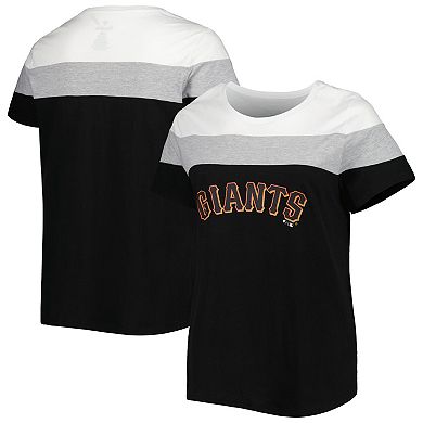 Women's White/Black San Francisco Giants Plus Size Colorblock T-Shirt