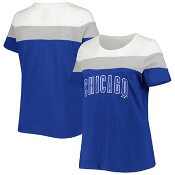 Women's White/Royal Chicago Cubs Plus Size Colorblock T-Shirt