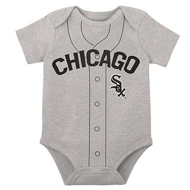 Newborn & Infant White/Heather Gray Chicago White Sox Little Slugger Two-Pack Bodysuit Set