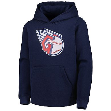 Youth Navy Cleveland Guardians Team Primary Logo Pullover Hoodie