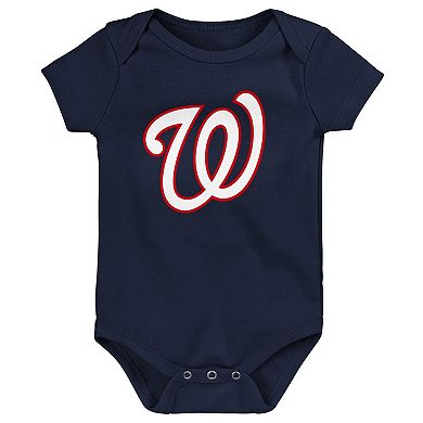 Newborn & Infant Navy/White/Heather Gray Washington Nationals Biggest Little Fan 3-Pack Bodysuit Set