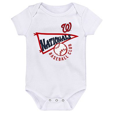 Newborn & Infant Navy/White/Heather Gray Washington Nationals Biggest Little Fan 3-Pack Bodysuit Set