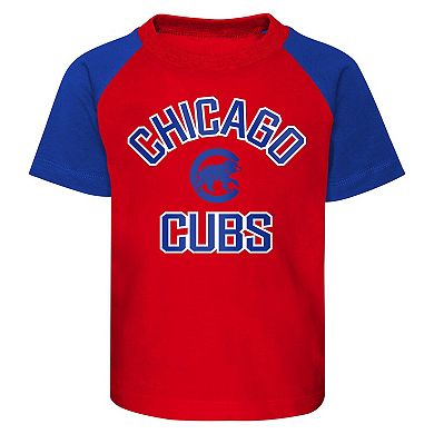 Infant Red/Heather Gray Chicago Cubs Ground Out Baller Raglan T-Shirt and Shorts Set