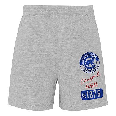 Infant Red/Heather Gray Chicago Cubs Ground Out Baller Raglan T-Shirt and Shorts Set