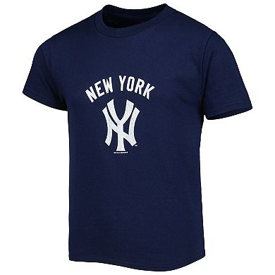 Youth Soft as a Grape Navy New York Yankees Distressed Logo T-Shirt