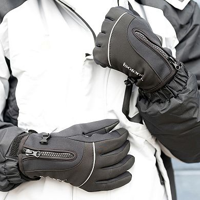 Men's isotoner Water Repellent Neoprene Touchscreen Sport Gloves with Zipper