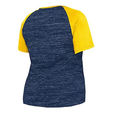 Women's New Era Navy Milwaukee Brewers Plus Size Space Dye Raglan V-Neck T-Shirt