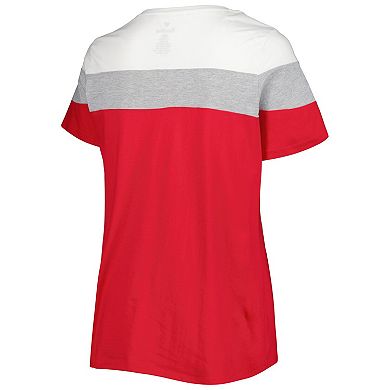 Women's White/Red Los Angeles Angels Plus Size Colorblock T-Shirt