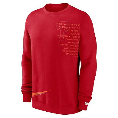 Men's Nike Red Philadelphia Phillies Statement Ball Game Fleece Pullover Sweatshirt