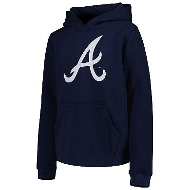 Youth Navy Atlanta Braves Team Primary Logo Pullover Hoodie