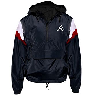 Women's Profile Navy Atlanta Braves Plus Size Anorak Quarter-Zip Hoodie