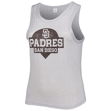 Women's Soft as a Grape Gray San Diego Padres Plus Size High Neck Tri-Blend Tank Top