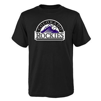 Youth Black Colorado Rockies Logo Primary Team T-Shirt