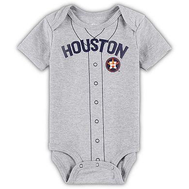 Infant White/Heather Gray Houston Astros Two-Pack Little Slugger Bodysuit Set
