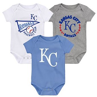 Newborn & Infant Light Blue/White/Heather Gray Kansas City Royals Biggest Little Fan 3-Pack Bodysuit Set