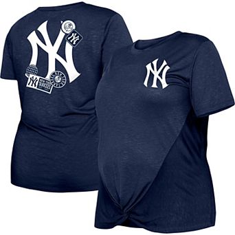Women's New Era Navy New York Yankees Plus Size Two-Hit Front Knot T-Shirt