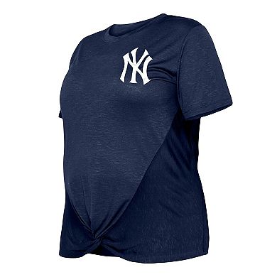 Women's New Era Navy New York Yankees Plus Size Two-Hit Front Knot T-Shirt