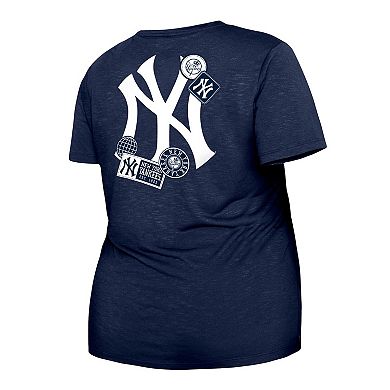 Women's New Era Navy New York Yankees Plus Size Two-Hit Front Knot T-Shirt