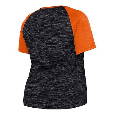 Women's New Era Black San Francisco Giants Plus Size Space Dye Raglan V-Neck T-Shirt