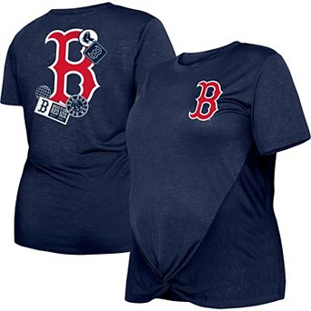 Women's New Era Navy Boston Red Sox Plus Size Two-Hit Front Knot T-Shirt