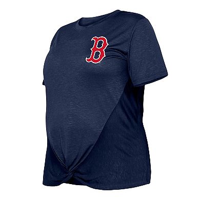 Women's New Era Navy Boston Red Sox Plus Size Two-Hit Front Knot T-Shirt