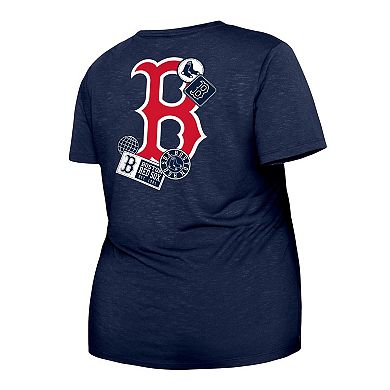 Women's New Era Navy Boston Red Sox Plus Size Two-Hit Front Knot T-Shirt